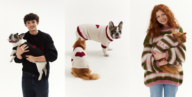 Бренд вязаной одежды «Мурмуризм» выпустил парные свитера для питомцев