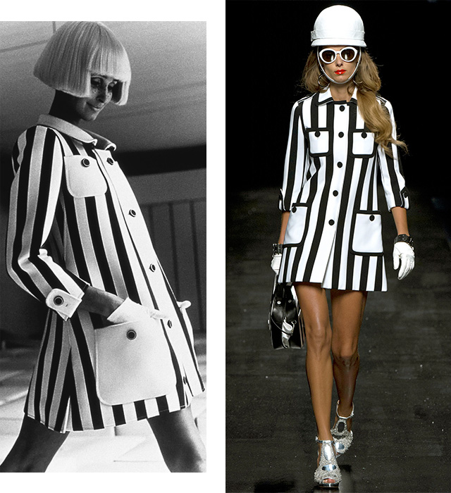 André Courrèges, 1966—1967; Moschino, весна-лето 2013 Памяти Андре Куррежа, или Назад в будущее (фото 7)