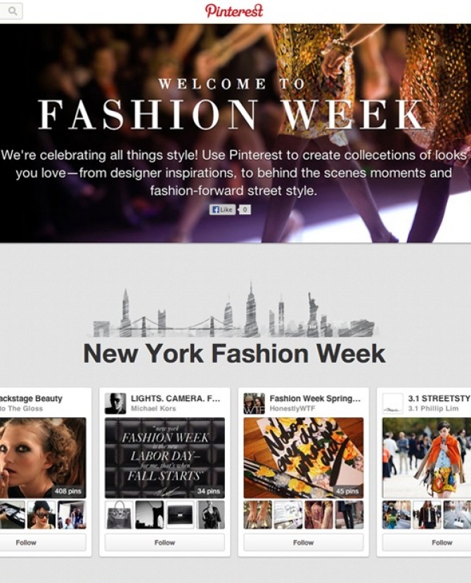 Pinterest будет освещать недели моды