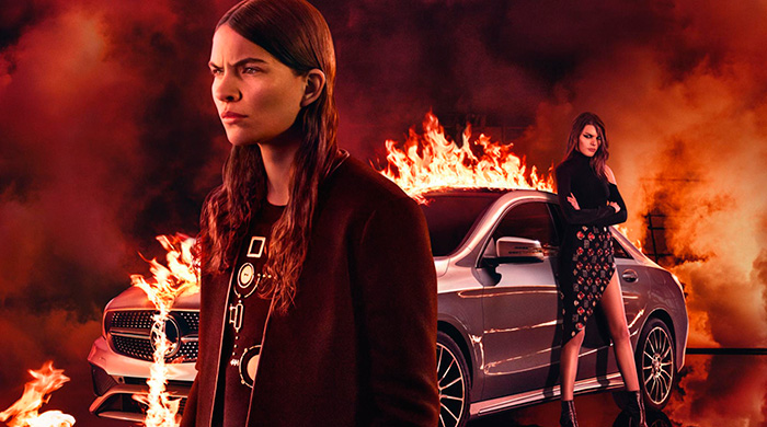 В огне: Элиот Самнер и Люси фон Альтен в кампейне Mercedes-Benz Fashion Week