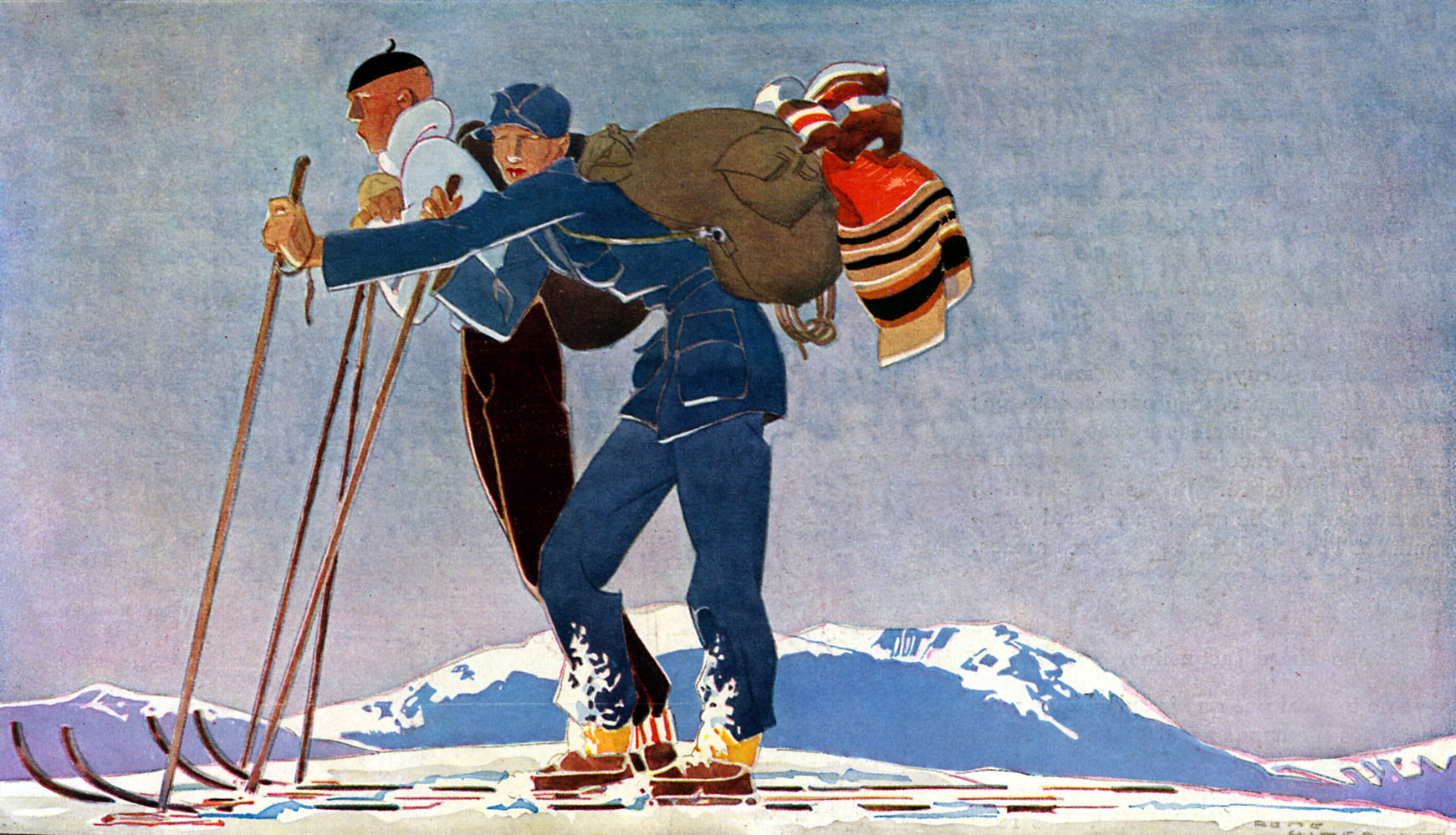 Туристу лыжнику было лень идти до проруби. Советские лыжники. Лыжники живопись. Ретро лыжник. Лыжники в Советской живописи.