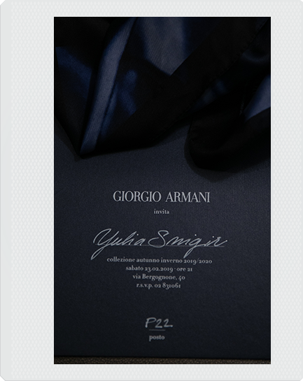 Юлия Снигирь: образ для показа коллекции Giorgio Armani, осень-зима 2019 (фото 1)