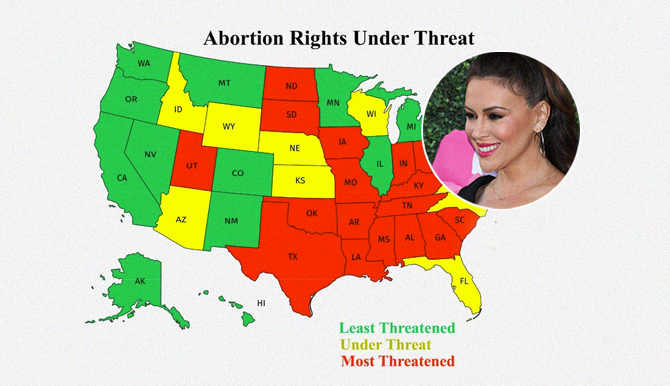 Алисса Милано составила карту репродуктивных прав в штатах США (фото 1)