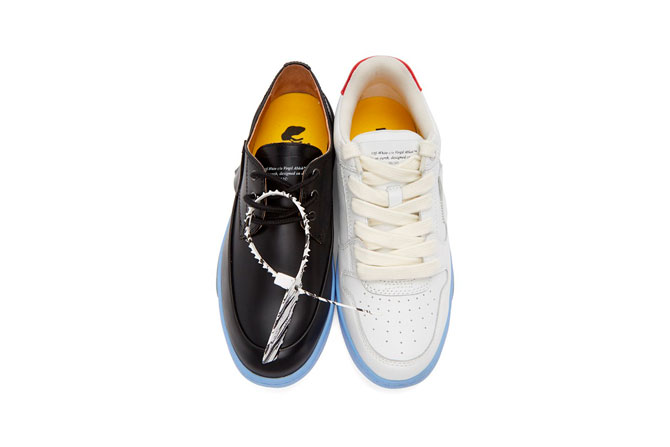 Off-White выпустил «перепутанную» пару обуви, состоящую из кроссовки и дерби (фото 1)
