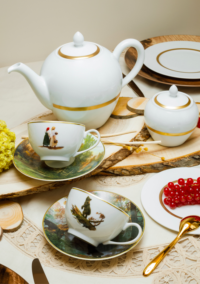 Bernardaud и Третьяковская галерея выпустили чайные пары по мотивам работ Ивана Шишкина (фото 1)