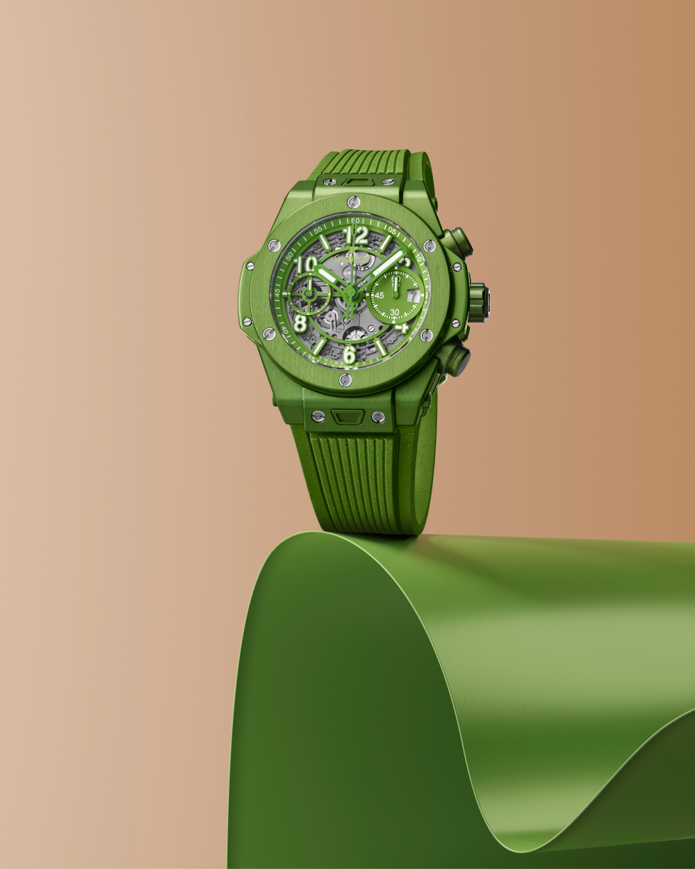 Бренд Hublot выпустил часы из капсул Nespresso в ярко-зеленом цвете (фото 2)