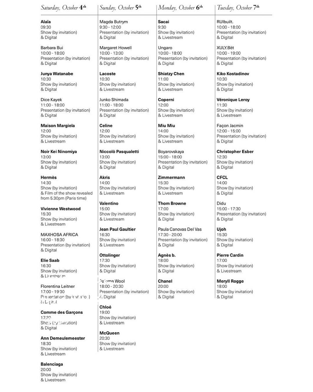 Стало известно расписание Недели моды в Париже (фото 2)