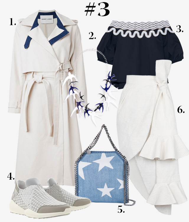 Плащ Sandy Liang (Farfetch.com), ожерелье Kiseleva Jewel (PoisonDrop.ru), топ Peter Pilotto, кроссовки Ash (Aizel.ru), сумка Stella McCartney Одна вещь — три образа: юбка J.Kim (фото 3)