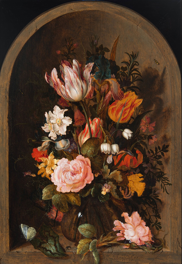 Энтони Клас. «Розы, тюльпаны и другие цветы в стеклянной вазе с насекомыми, ящерицей в каменной нише», 1641. Kunsthandel P. de Boer B.V. Несмотря ни на что: как прошел парижский салон Paris Tableau (фото 8)
