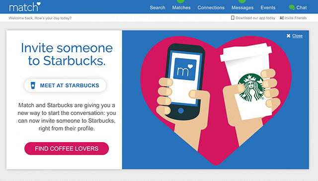 Совместное приложение Starbucks и Match.com к 14 февраля (фото 1)