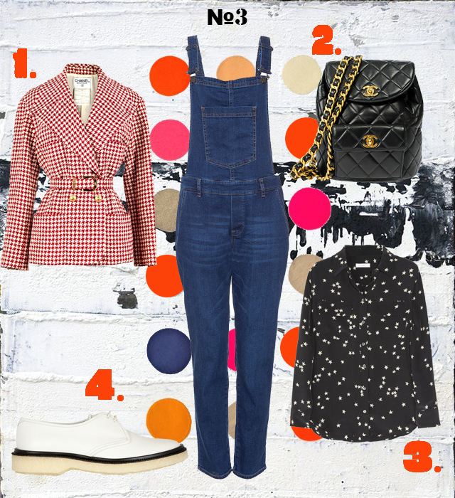 Винтажный жакет и рюкзак Chanel (Vintage Voyage), блузка Equipment, ботинки Adieu Одна вещь — три образа: джинсовый комбинезон Paul & Joe Sister (фото 3)