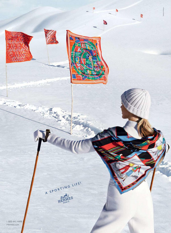 Иселин Стейро в снежной рекламной кампании Hermes (фото 4)