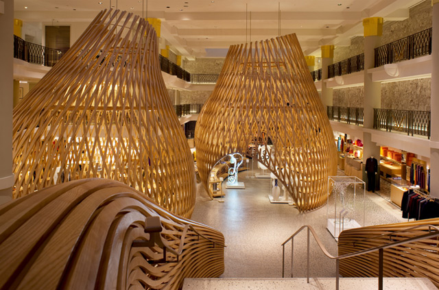 Картонные инсталляции Carte Blanche в бутике Hermès (фото 2)