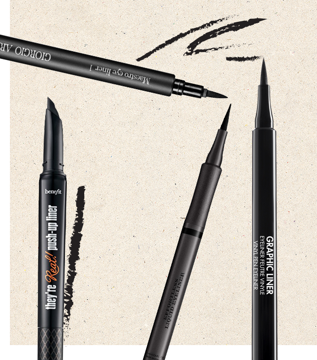 Maestro Eyeliner от Giorgio Armani, They’re Real Push-Up Liner от Benefit, Effortless Liquid Eyeliner от Burberry, Vinyl Pen Eyeliner от Make Up For Ever Уроки рисования: как карандаши всех мастей завоевали бьюти-мир (фото 3)