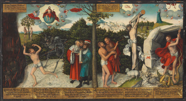 Лукас Кранах Старший (1472, Кронах – 1553, Веймар). "Закон и благодать" Дерево, масло