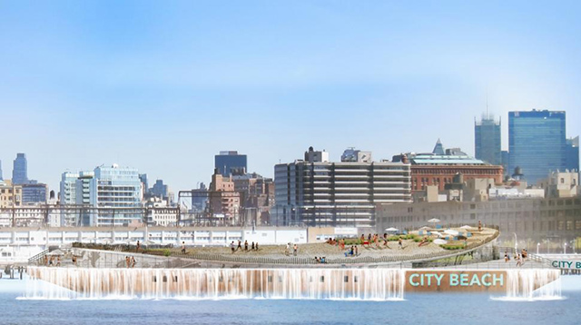 Житель Нью-Йорка представил проект плавающего пляжа на Манхэттене (фото 1)