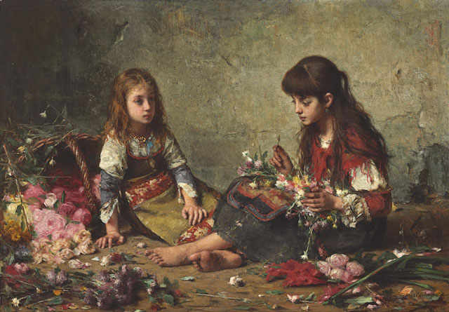 Из частной южно-американской коллекции. Алексей Харламов (1840-1925)"Две девочки, собирающие букет". £400–600 тысяч