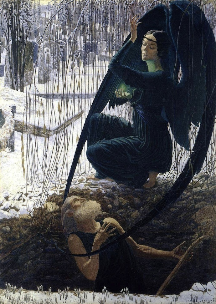 Carlos Schwabe (1866-1926) La Mort et le fossoyeur 1900