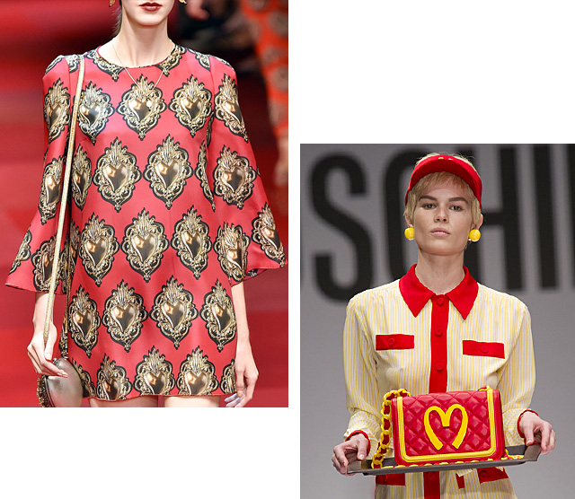 Dolce and Gabbana, весна-лето 2015; Moschino, осень-зима 2014/15 Dolce and Gabbana, весна-лето 2015