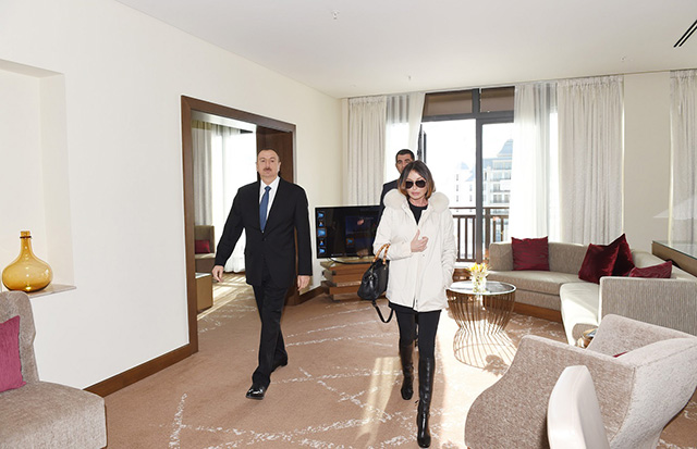 Президент Азербайджана Ильхам Алиев с супругой на открытии горнолыжного курорта (фото 3)