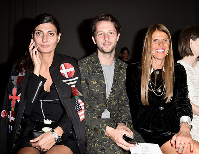 Джованна Батталья, Дерек Бласберг и Анна Делло Руссо Гости показа Giambattista Valli, весна-лето 2015 (фото 3)