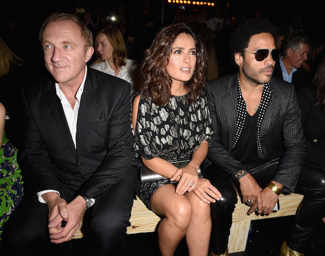 Франсуа-Анри Пино, Сальма Хайек и Ленни Кравиц Гости показа Saint Laurent Paris, весна-лето 2015 (фото 1)