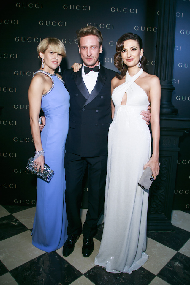 Полина Киценко, Вадим Галаганов и Снежана Георгиева Закрытый ужин Gucci в Москве (фото 15)