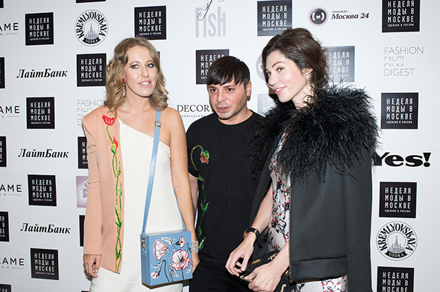 Ксения Собчак, Александр Арутюнов и Евгения Линович Гости показа Alexander Arutyunov, весна-лето 2015 (фото 5)