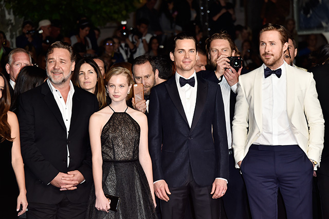 Рассел Кроу, Ангури Райс, Мэтт Бомер и Райан Гослинг Дарья Жукова на премьере фильма "Славные парни" в Каннах (фото 3)