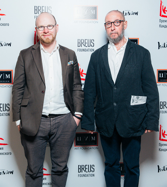 Николай Палажченко и Александр Бродский Церемония награждения и ужин Премии Кандинского — 2014 (фото 17)