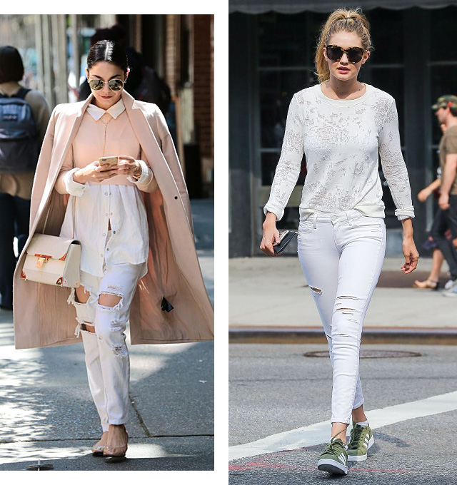 Ванесса Хадженс и Джиджи Хадид Эволюция белых джинсов (фото 10)