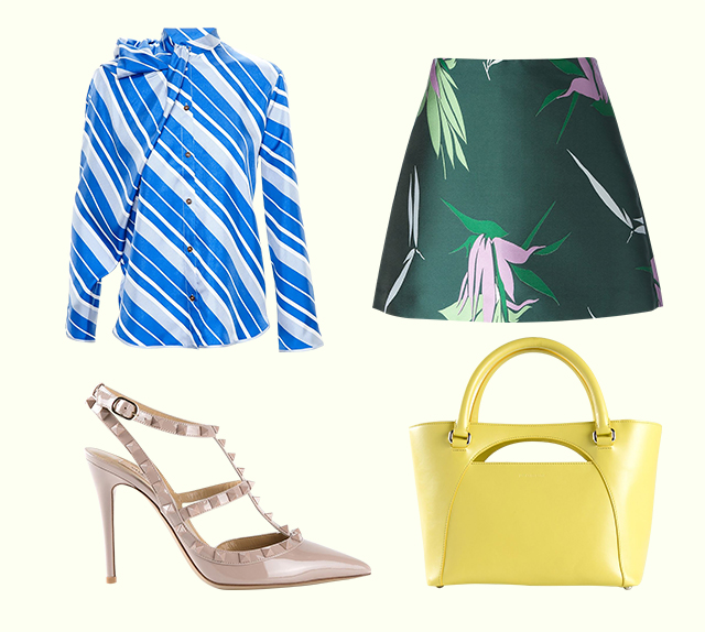 Блуза и сумка J.W. Anderson, юбка Marni, туфли Valentino Блуза и сумка J.W. Anderson, юбка Marni, туфли Valentino
