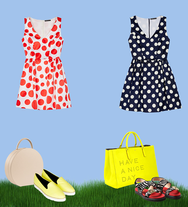 Платье T&B Limited (TrendsBrands.ru), обувь Topshop, сумка Bu Wood (ЦУМ); платье T&B Limited (TrendsBrands.ru), сумка Anya Hindmarch (ЦУМ), сандалии I Am Время выйти из дома: что надеть на пикник (фото 2)