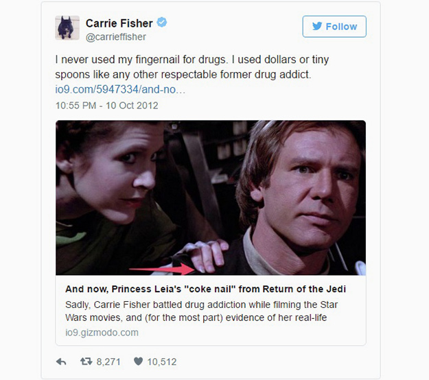 Острая сатира принцессы Леи: лучшие твиты Кэрри Фишер (фото 8)