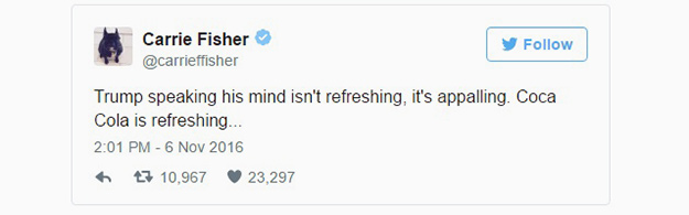 Острая сатира принцессы Леи: лучшие твиты Кэрри Фишер (фото 9)