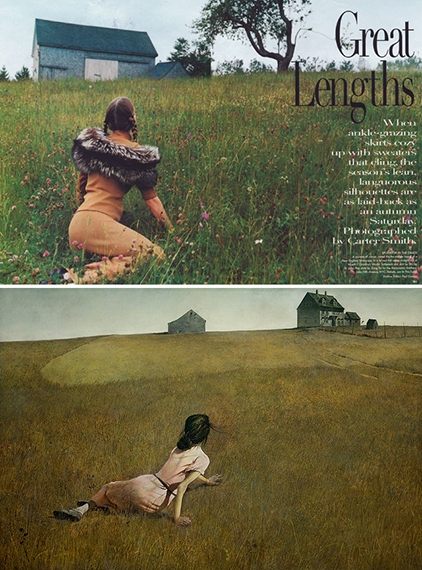 Картер Смит, Vogue, октябрь 1998 и Эндрю Уайет, 1948, "Мир Кристины" Картер Смит, Vogue, октябрь 1998 и Эндрю Уайет, 1948, "Мир Кристины"