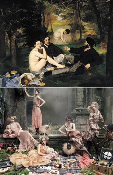 Стив Майзель, сентябрь 2007 в Vogue и Эдуард Мане, 1863, "Le Sur l'déjeuner Herbe" Стив Майзель, сентябрь 2007 в Vogue и Эдуард Мане, 1863, "Le Sur l'déjeuner Herbe"