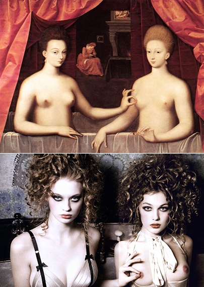 Неизвестный художник, около 1594, "Габриэль д'Эстре с сестрой" и Эллен фон Унверт, Vs. Magazine, 2010 