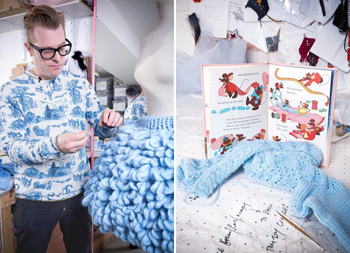 Трикотажная мини-юбка ручной работы