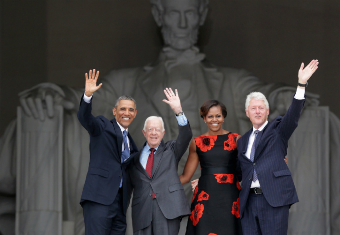 Барак Обама, Джимми Картер, Мишель Обама и Билл Клинтон