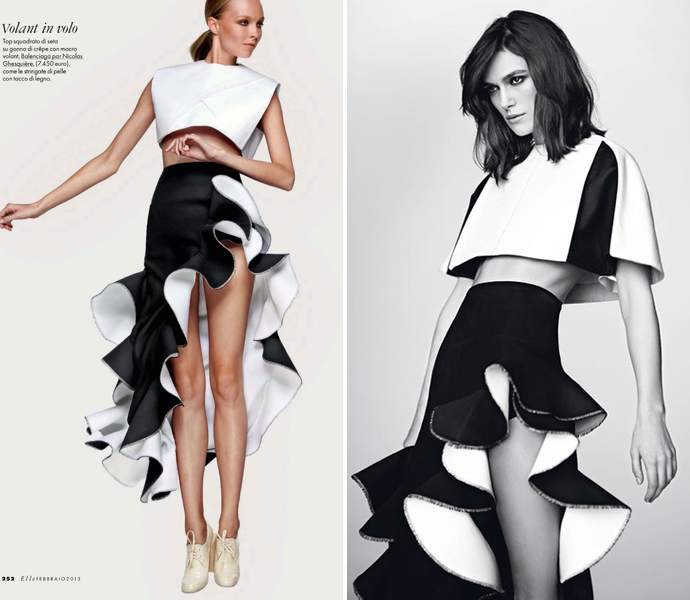 Elle Italia февраль 2013 и Кира Найтли в Balenciaga весна-лето 2013