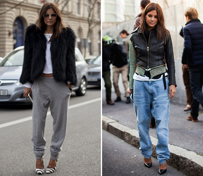 Кристин Сентенера в широких брюках