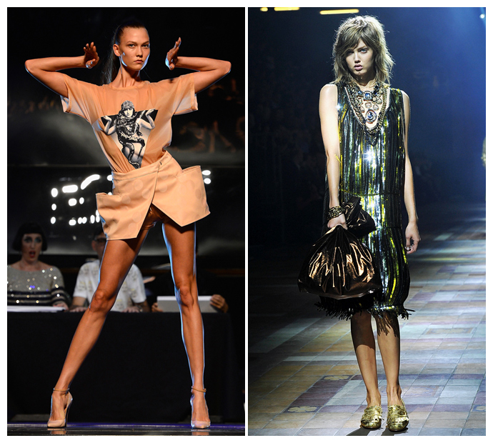 Карли Клосс на Jean Paul Gaultier и Линдси Уиксон на Lanvin