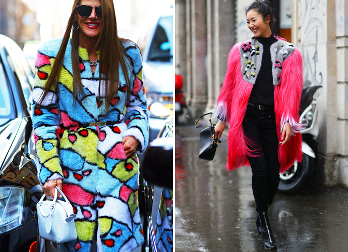 Шубы Fendi на streetstyle-снимках