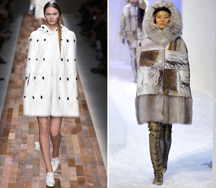 Кейп из меха: Valentino и Moncler