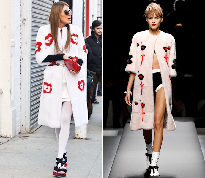 Анна Делло Руссо в шубе Prada весна-лето 2013