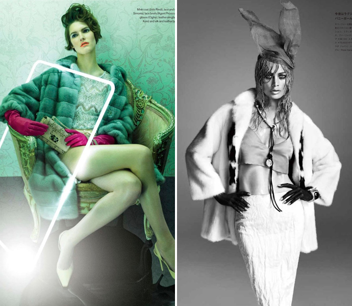 Летний мех в Elle Canada и Numero Tokyo апрель 2013