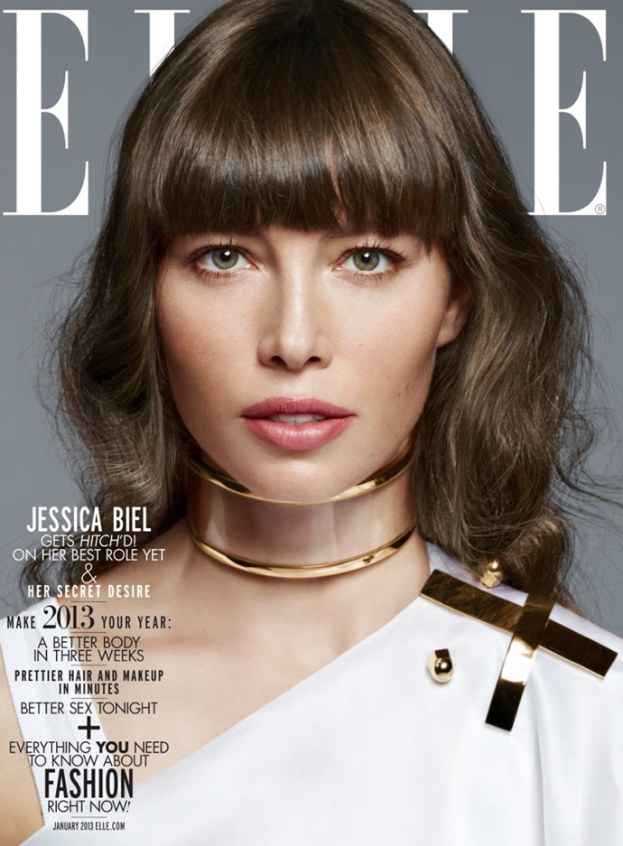 Джессика Бил на обложке Elle US январь 2013