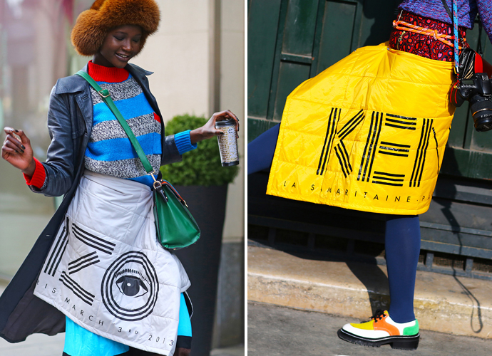 Пледы Kenzo на streetstyle-фотографиях