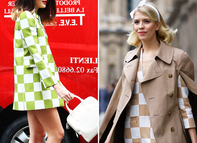 Клетка Louis Vuitton на streetstyle-фотографиях